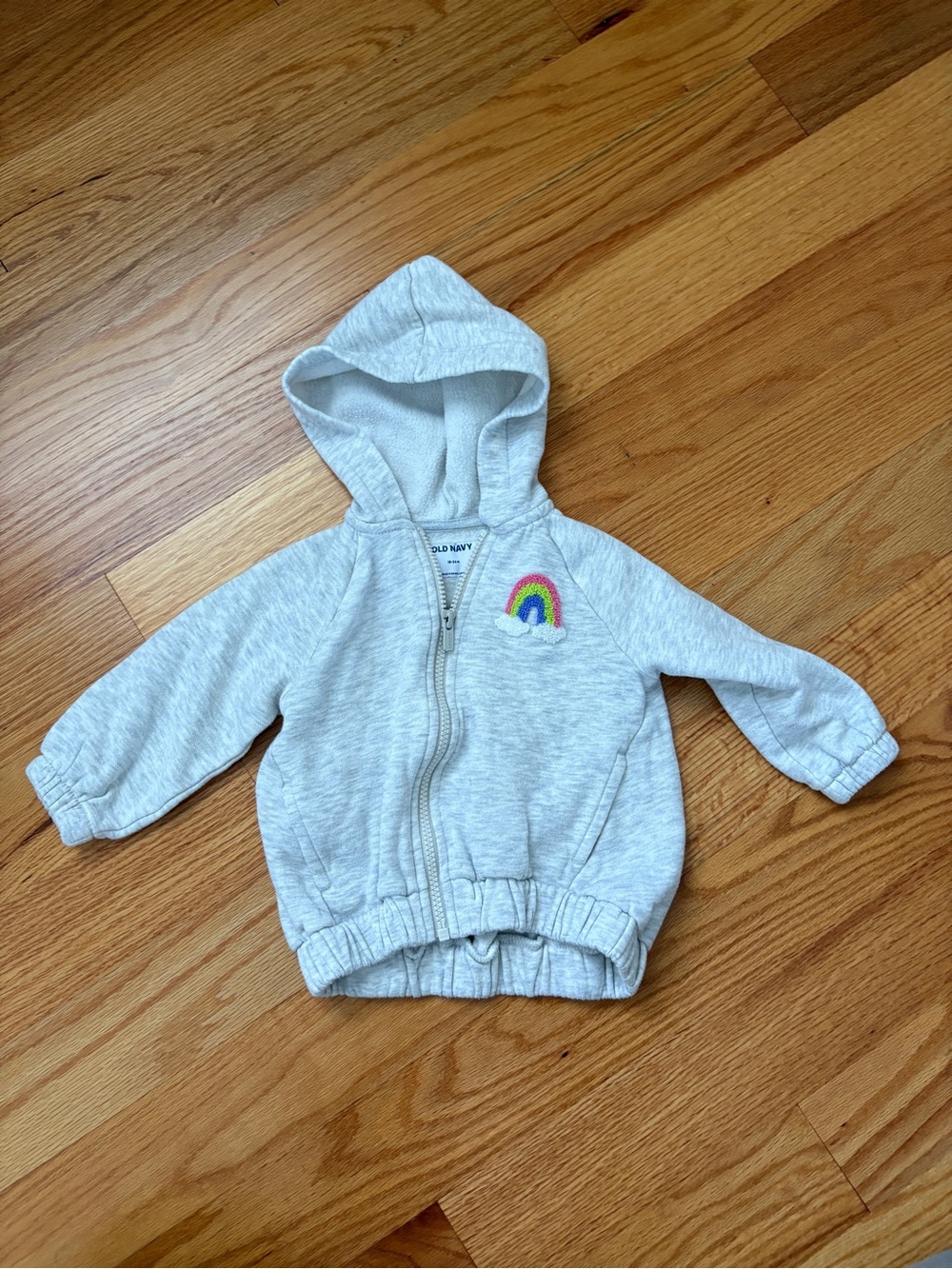 Old Navy Heather Gray Hoodie with Rainbow Patch - Kids